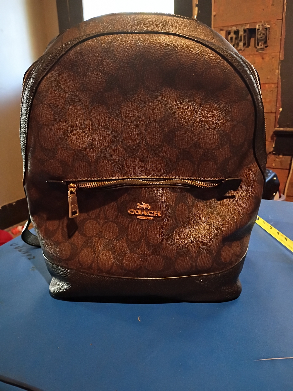 COACH Brown Signature Canvas Backpack